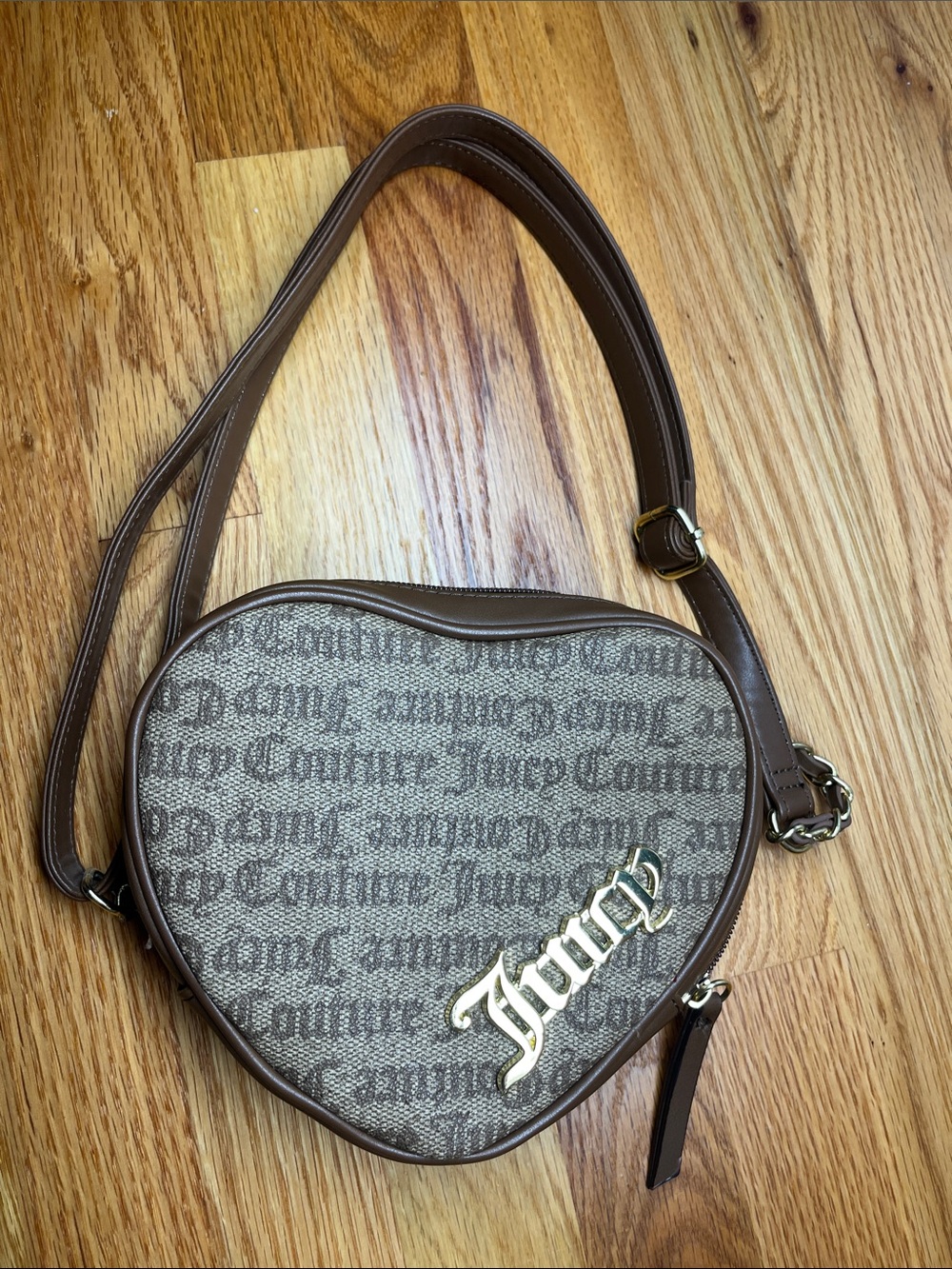 Juicy Couture Brown Logo Heart Crossbody Bag
